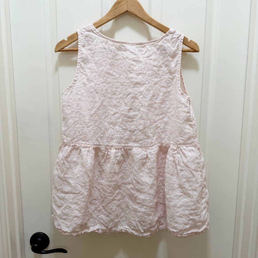 Francesca Bettini Italian Linen Top Size S Soft Pink Sleeveless Peplum Hem Boho - Picture 7 of 8